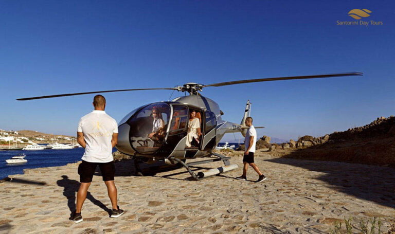 Elounda to Santorini helicopter flight