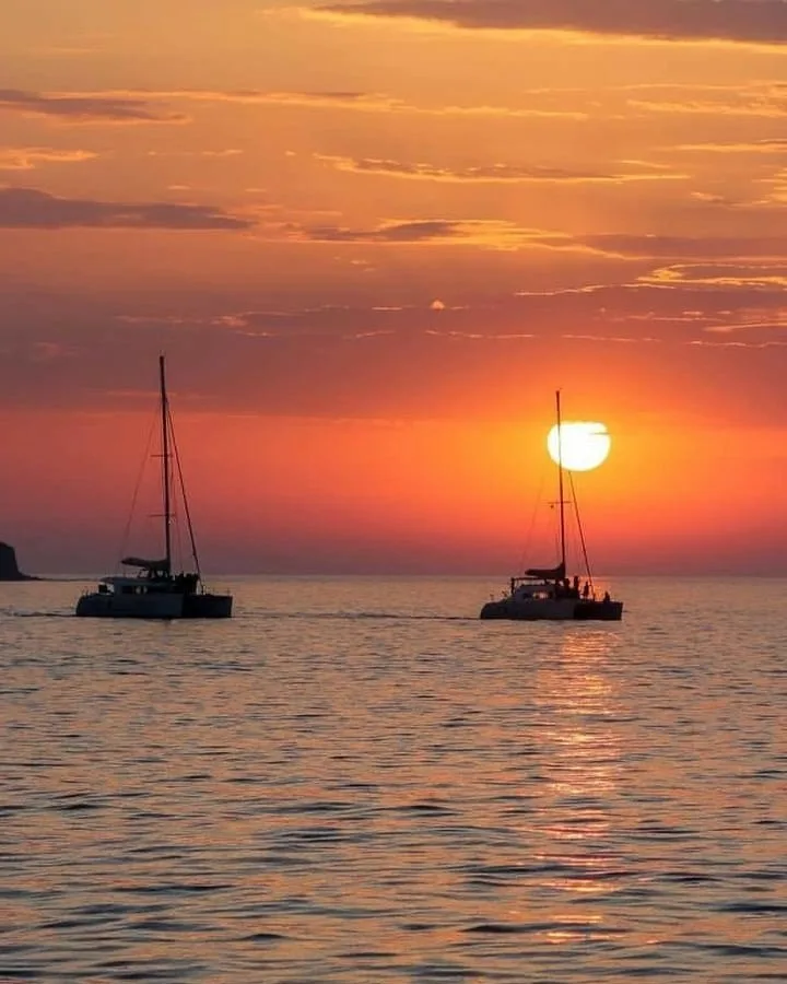 santorini sunset cruise with a catamaran